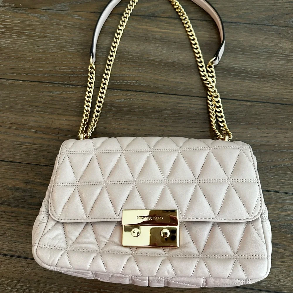 Michael Kors Pink‎ and Gold Quilted Shoulder Bag